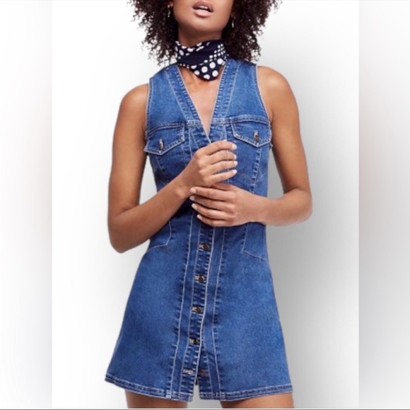 Free People Dresses & Skirts - Free People Wandering Star denim dress boho jumper size 2